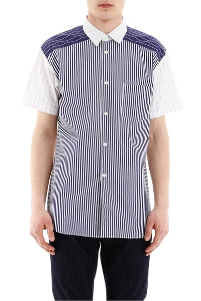 Shop Comme Des Garçons Shirt Striped Short In Blue