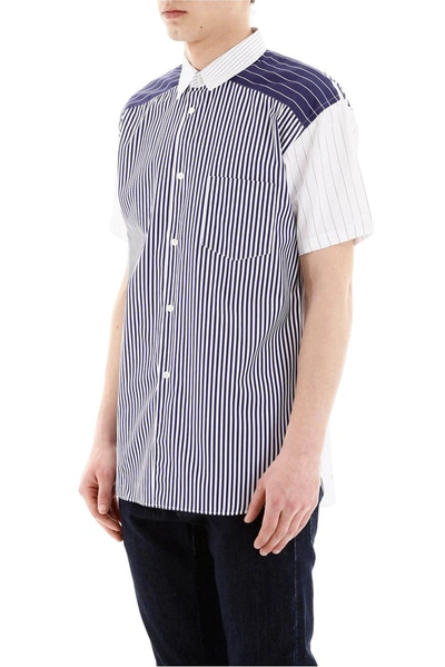 Shop Comme Des Garçons Shirt Striped Short In Blue