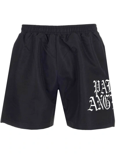 Shop Palm Angels Logo Printed Shorts In Black