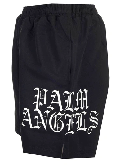 Shop Palm Angels Logo Printed Shorts In Black