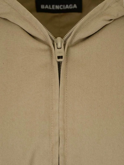 Shop Balenciaga Hooded Zip In Beige