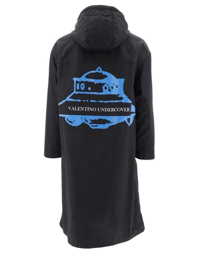 Shop Valentino X Undercover Ufo Logo Printed Raincoat In Black