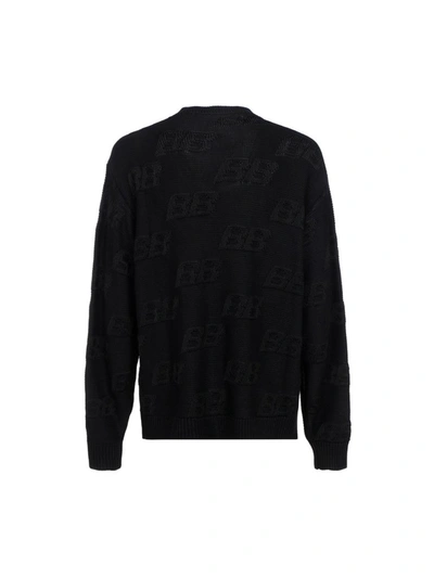 Shop Balenciaga Bb Jacquard Sweater In Black
