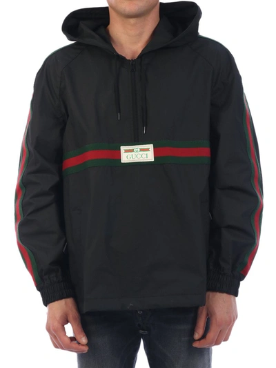 Shop Gucci Label Windbreaker In Black