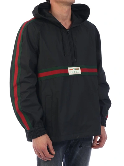 Shop Gucci Label Windbreaker In Black