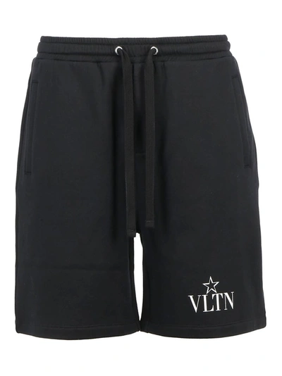 Shop Valentino Vltn Logo Shorts In Black