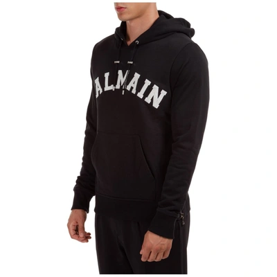 Shop Balmain University Logo Hoodie In Black