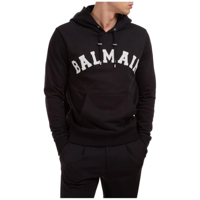 Shop Balmain University Logo Hoodie In Black