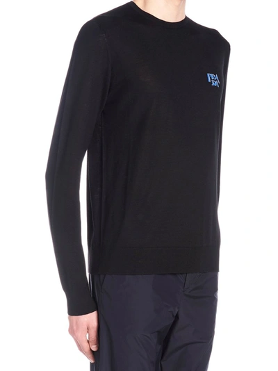 Shop Prada Logo Intarsia Sweater In Black