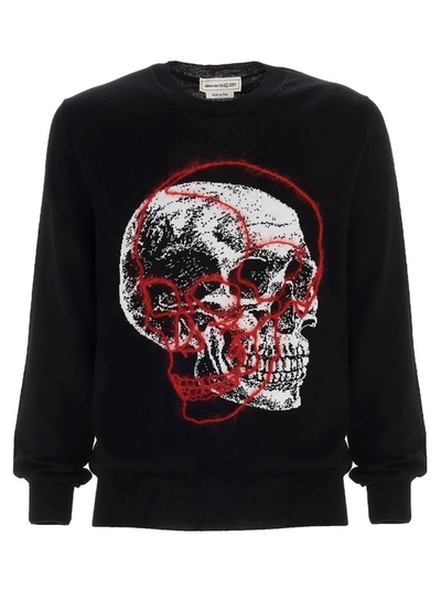 Shop Alexander Mcqueen Skull Intarsia Sweater In Black