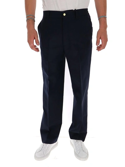 Shop Gucci Straight Leg Trousers In Blue