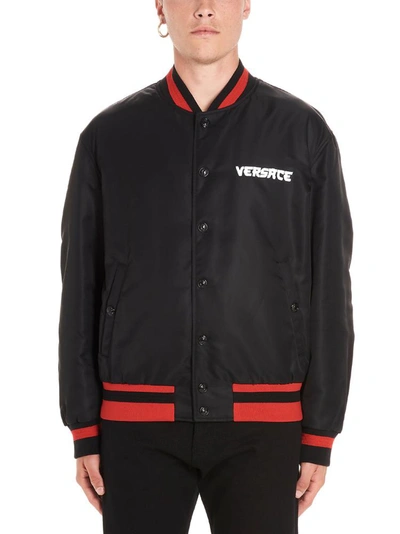 Shop Versace Medusa Logo Bomber Jacket In Black