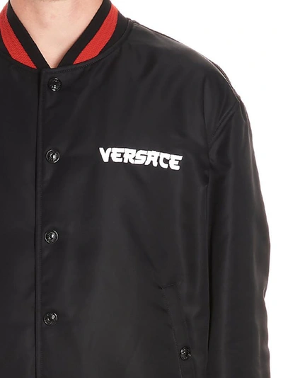 Shop Versace Medusa Logo Bomber Jacket In Black