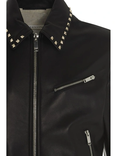Shop Valentino Garavani Rockstud Biker Jacket In Black