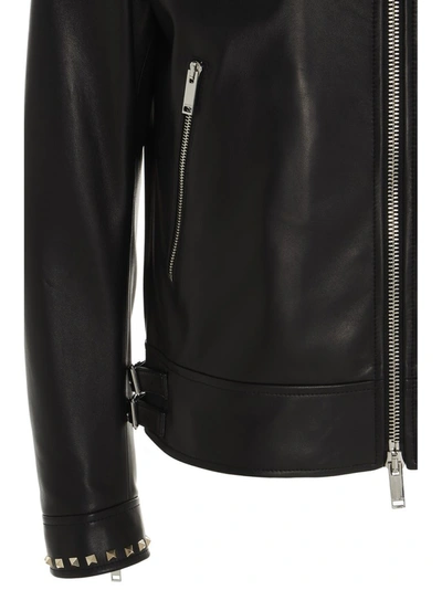 Shop Valentino Garavani Rockstud Biker Jacket In Black