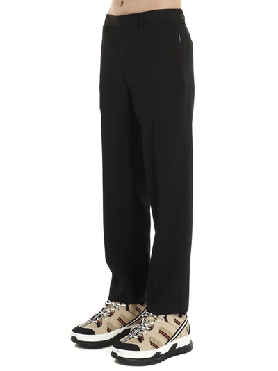 Shop Burberry Tailored Straight Leg Pants In Black