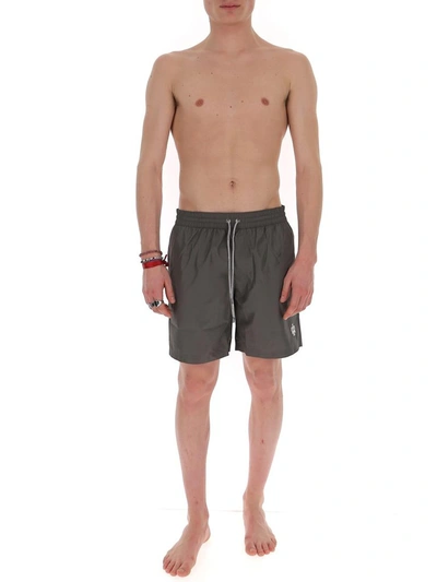 Shop Dolce & Gabbana Drawstring Swim Shorts In Grey