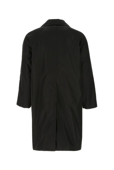 Shop Prada Triangle Logo Padded Coat In Black