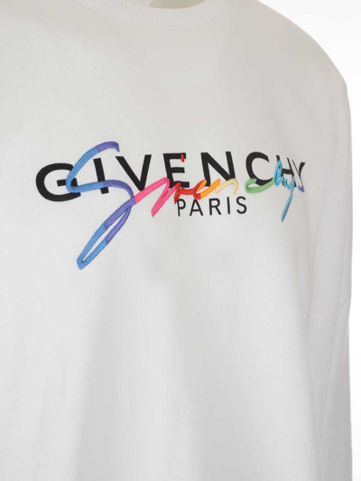 Shop Givenchy Logo Crewneck Sweatshirt In White