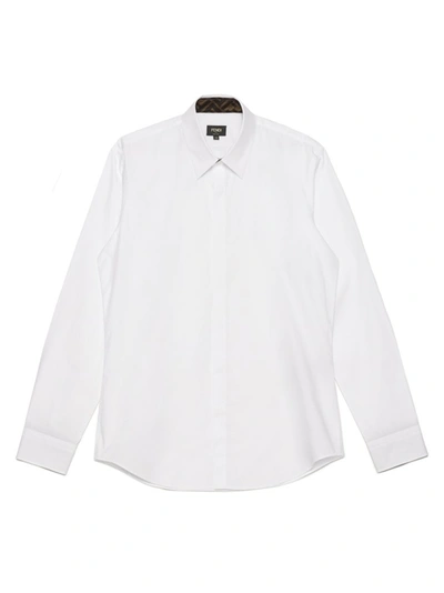 Shop Fendi Ff Trim Shirt In White