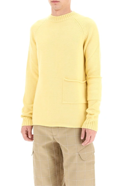 Shop Jacquemus Mazan Knitted Jumper In Yellow