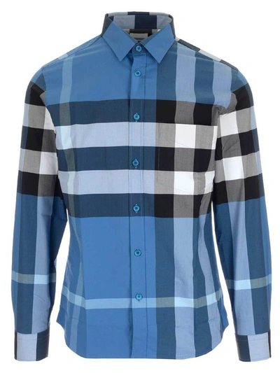 Shop Burberry Check Stretch Poplin Shirt In Multi