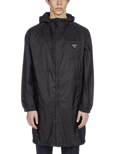 Shop Prada Front Pocket Raincoat In Black