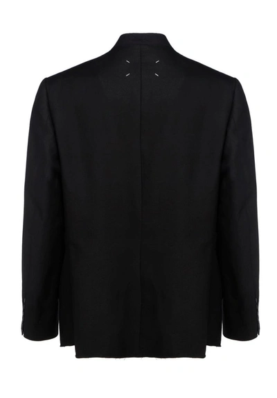 Shop Maison Margiela Collarless Tailored Blazer In Black