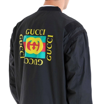 Shop Gucci Logo Bomber Jacket In Black