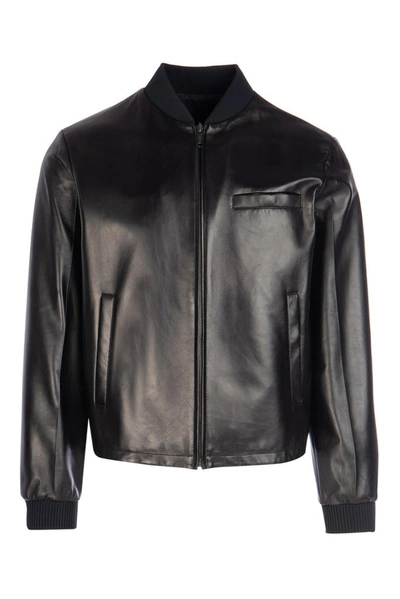 Shop Prada Reversible Bomber Jacket In Black