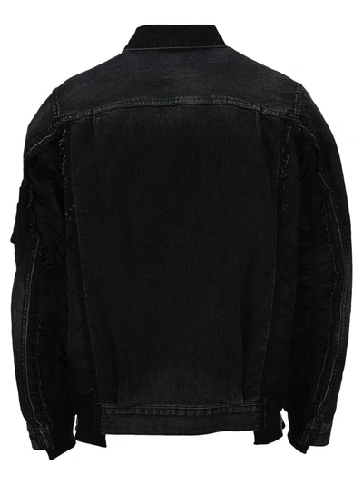 Shop Sacai Panelled Denim Jacket In Black