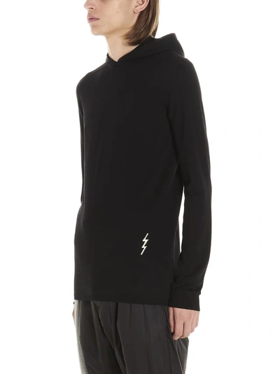 Shop Rick Owens Hooded Knit Sweater In Black
