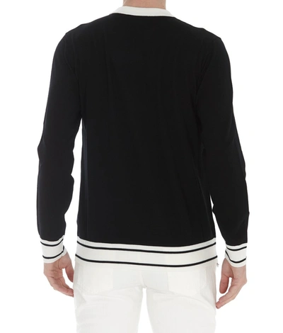 Shop Balmain Logo Knitted Sweater In Black