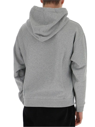 Shop Gucci Logo Printed Hoodie In Grey