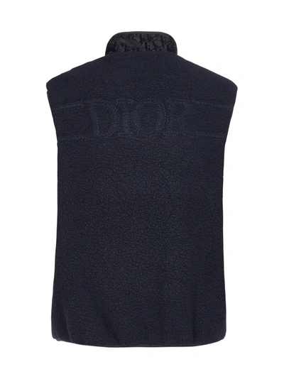 Shop Dior Homme Oblique Reversible Sleeveless Blouson In Navy