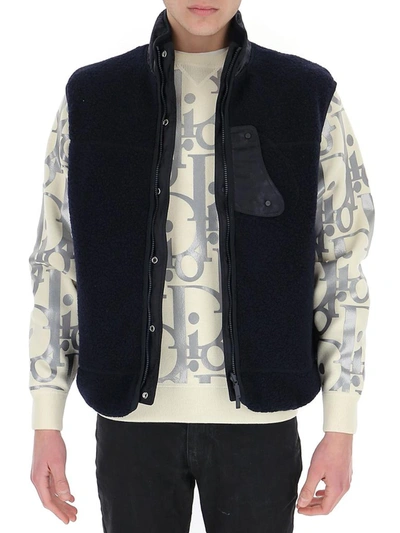 Shop Dior Homme Oblique Reversible Sleeveless Blouson In Navy