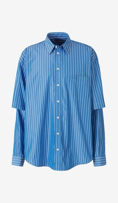 Balenciaga Double Sleeve Button-down Shirt In Light Blue | ModeSens