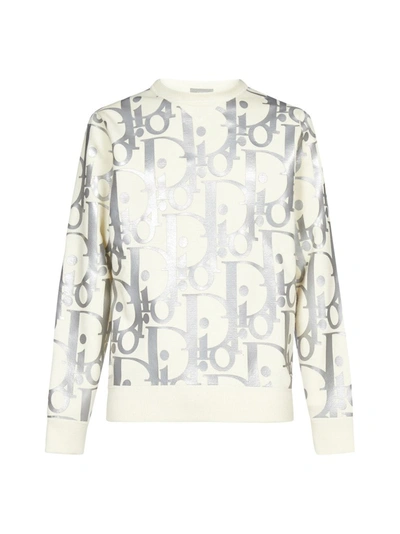 Shop Dior Homme Oversized Reflective Oblique Sweater In Multi