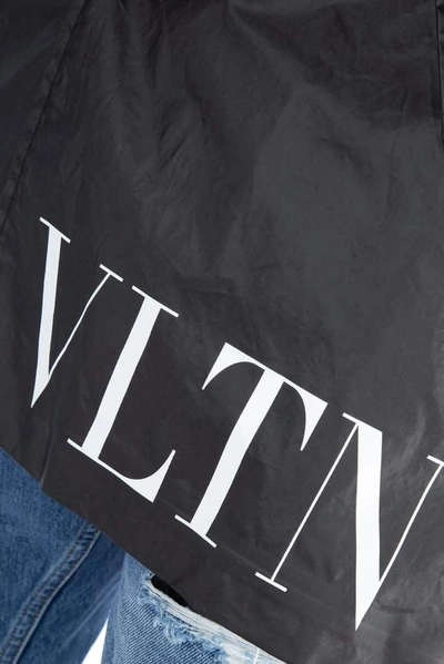 Shop Valentino Vltn Hooded Parka Coat In Black