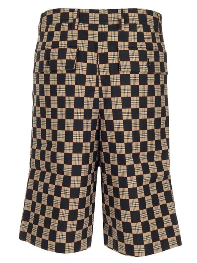 Shop Burberry Chequer Jacquard Tailored Shorts In Brown