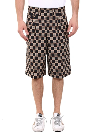 Shop Burberry Chequer Jacquard Tailored Shorts In Brown