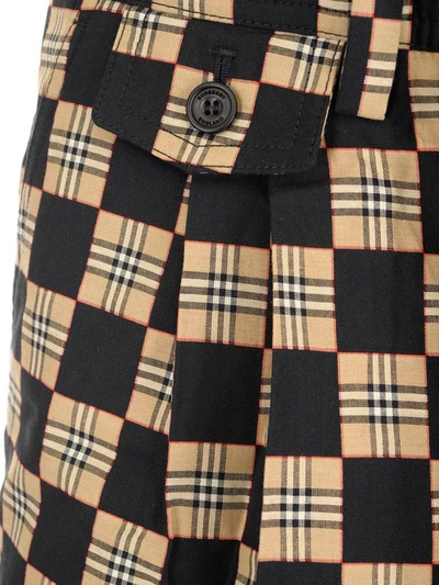 Shop Burberry Chequer Jacquard Tailored Shorts In Brown