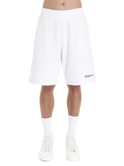 Shop Givenchy Rainbow Logo Shorts In White