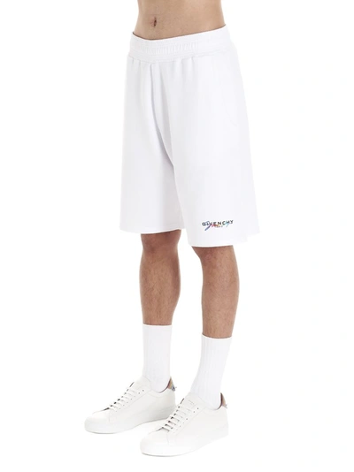 Shop Givenchy Rainbow Logo Shorts In White