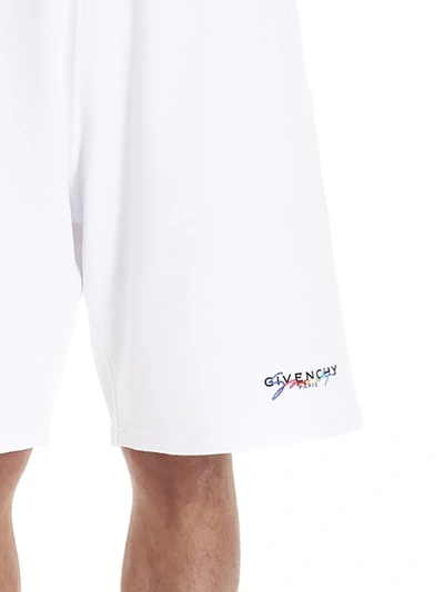 Shop Givenchy Rainbow Logo Shorts In White