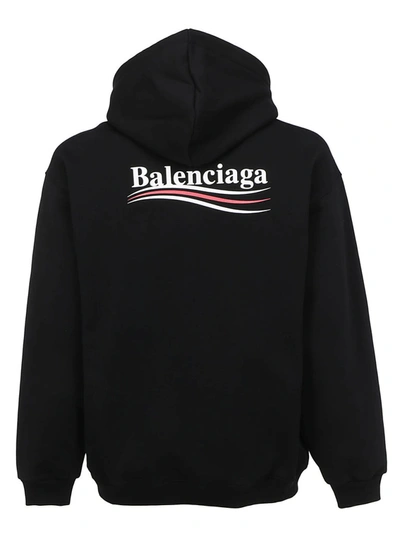 Shop Balenciaga Logo Print Hoodie In Black