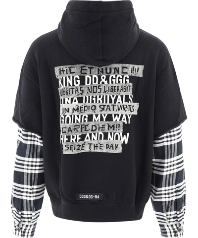 Shop Dolce & Gabbana Layered Sleeve Hoodie In Black