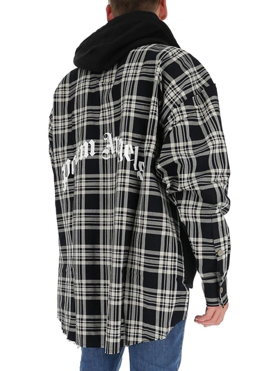 Shop Palm Angels Contrast Check Panel Hooded Jacket In Multi
