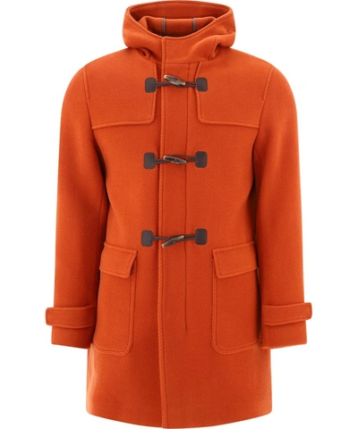 Shop Herno Hooded Duffle Coat In Red
