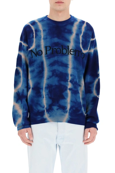 Shop Aries No Problemo Tie Dye Jumper In Blue